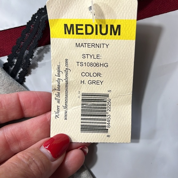 MATERNITY shirts LOT NEW blue gray high waist stretch V-neck flower tie back MED - Picture 7 of 13